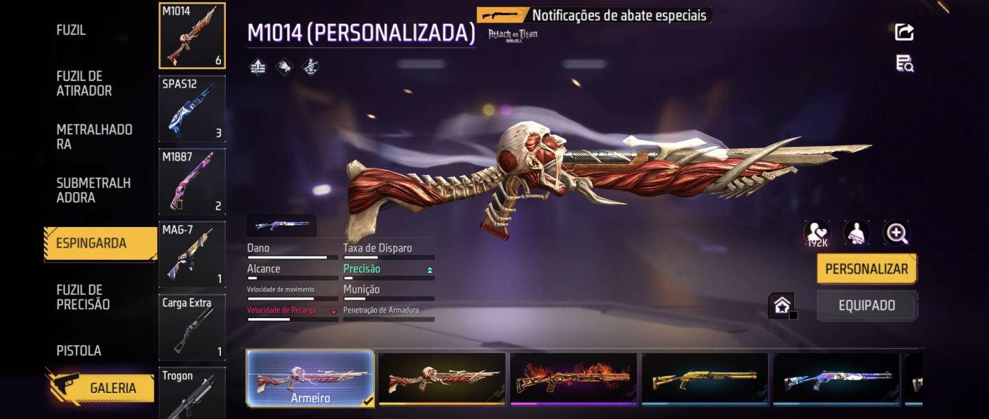Conta de free fire com itens muito raros, preço negociável!!!!