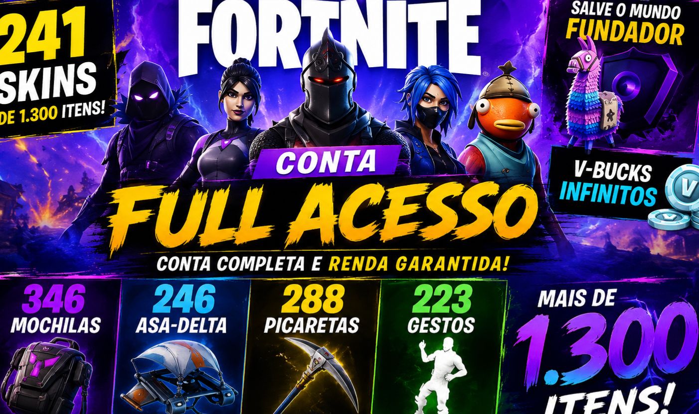 CONTA FORTNITE 240+ SKINS + SALVE O MUNDO FUNDADOR + V-BUCKS INFINITOS