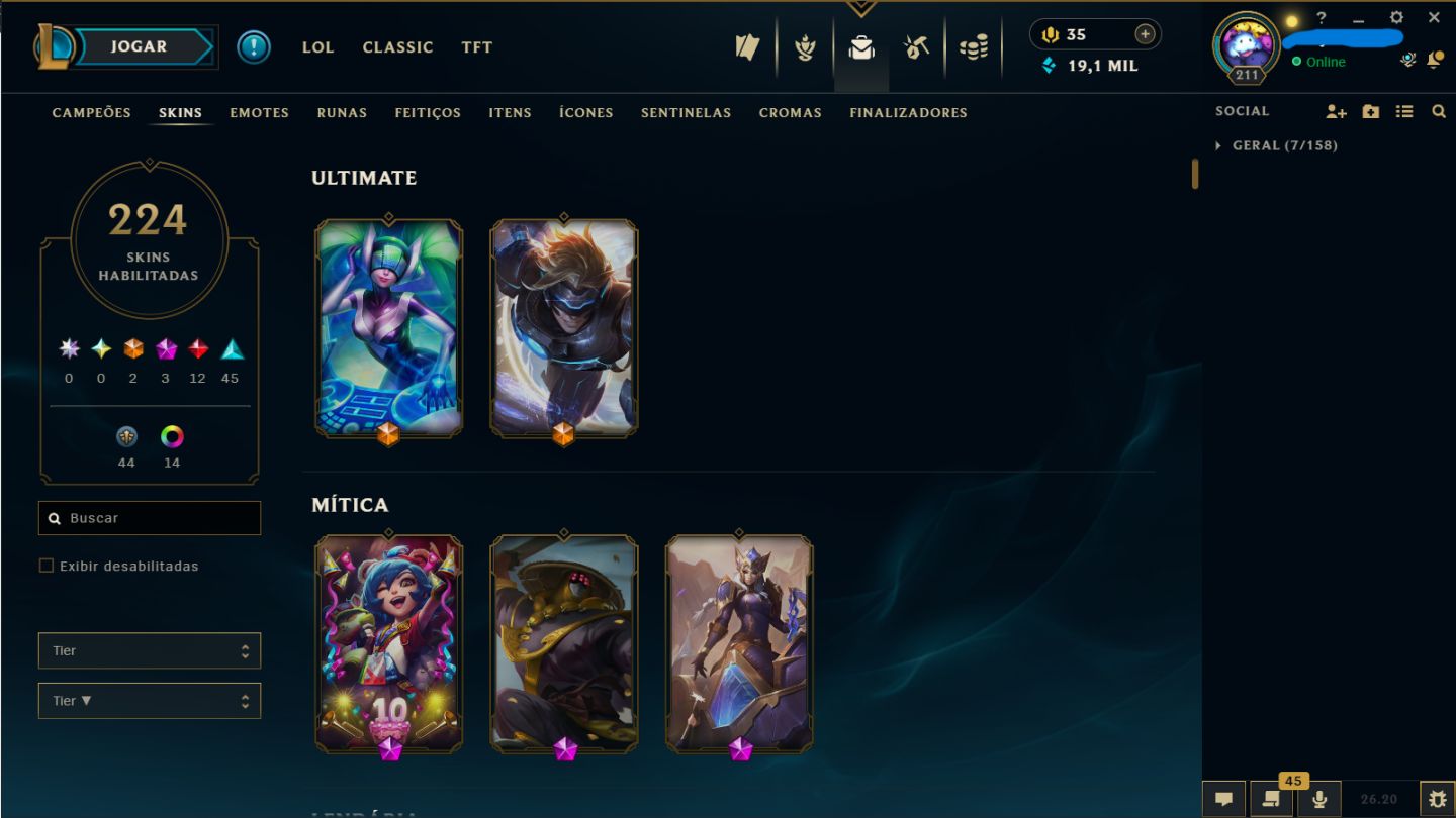 Conta com skins raras