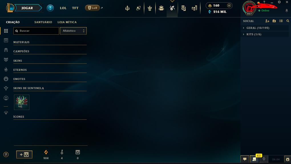 Conta lol nivel 874 com diversas skins de champions sentinela cromas 2kk de ZED.