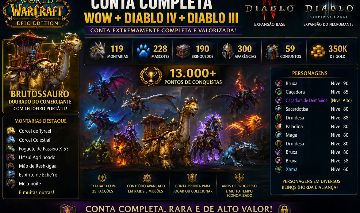 CONTA WOW COMPLETA + D4 + D3 BRUTOSSAURO + 119 MONTARIAS + 13K+ CONQUISTAS