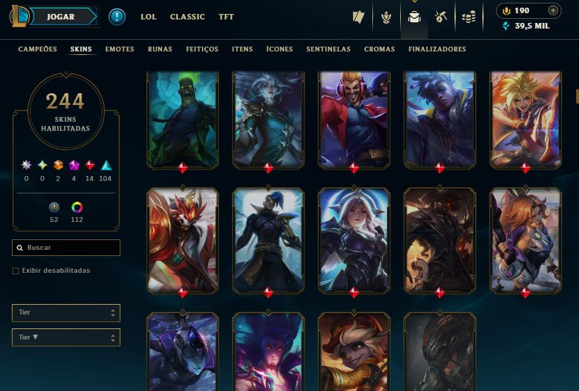 CONTA PLAT III - 244 SKIN - FULL CHAMP + ESPÓLIOS LOTADOS! - 100% SEGURA!