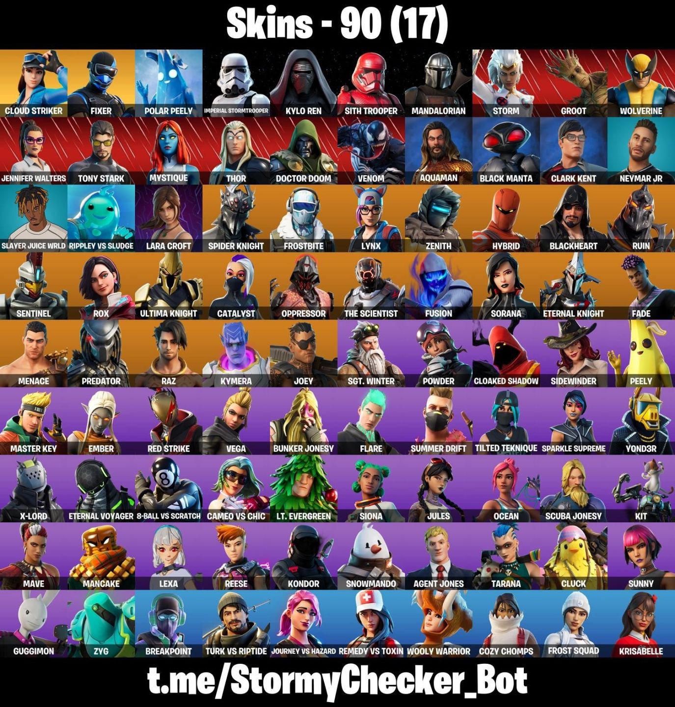 CONTA FORTNITE COM CLOUD STRIKER, LARA CROFT, TONY STARK, FICER & 90 SKINS