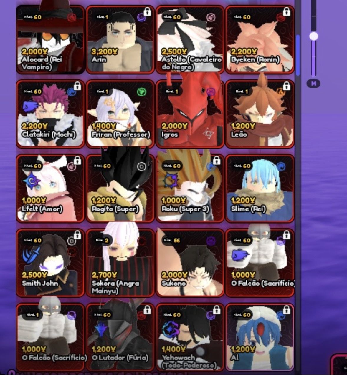 Conta de blox fruit, vanguard, jujutsu infinit, basketball e roube brainrot