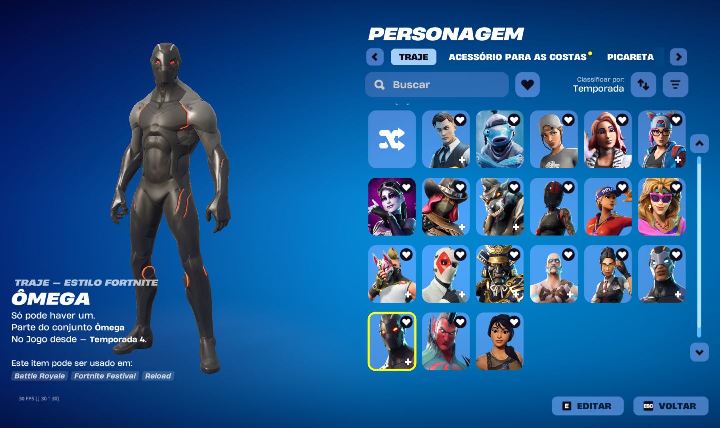 CONTA FORTNITE RARA OMEGA +70 SKINS + 51 PICARETAS | CONTA COM SKINS ANTIGAS