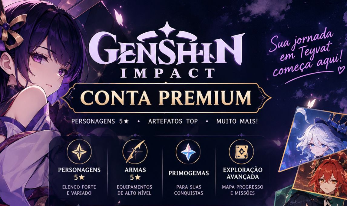 Conta Premium Genshin - AR 56 - Columbina, Furina C3, Mavuika Etc..