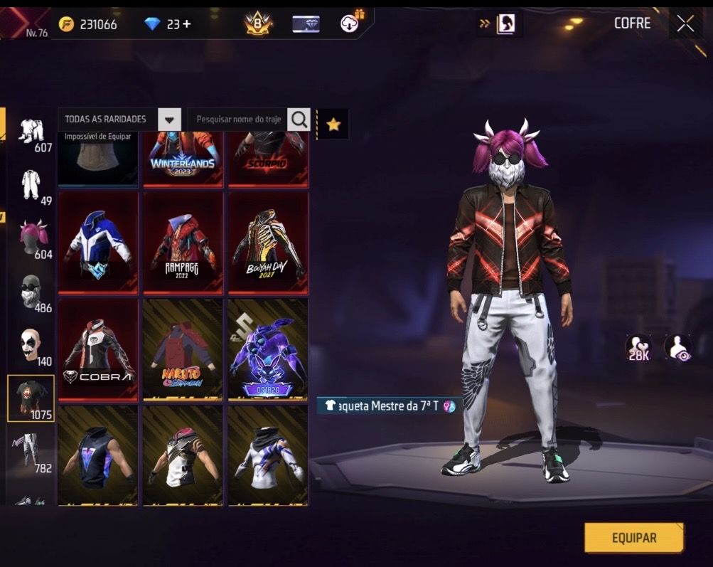 CONTA FREE FIRE ANTIGA EXTREMAMENTE RARA E GEMADA +1000 peitas PRIME 8