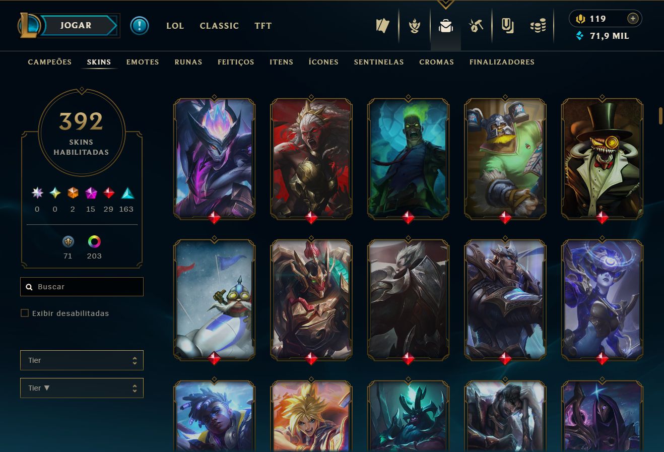 Conta LoL, com 392 skins, LV 417 com todos os campeões.
