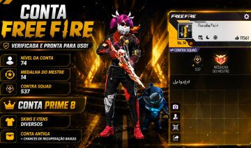 Conta Free Fire Nv.74 | Prime 8 | 14x Mestre | 537 CS | Pronta para Jogar