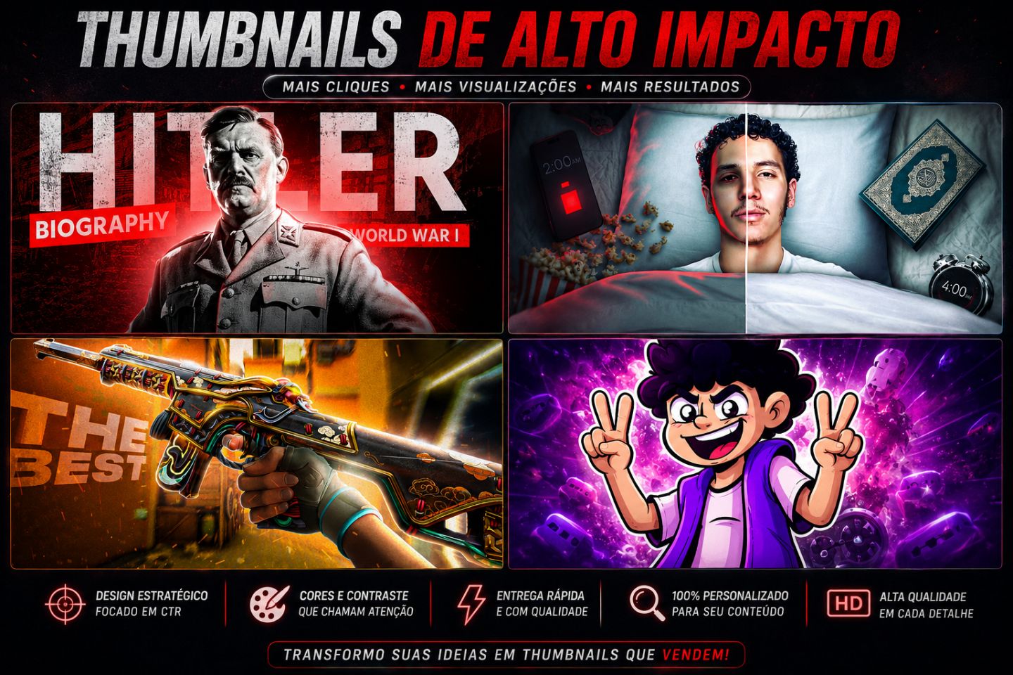 Designer Gráfico Thumbnail, Banner, Logo, Edição de Fotos e Artes Personalizadas