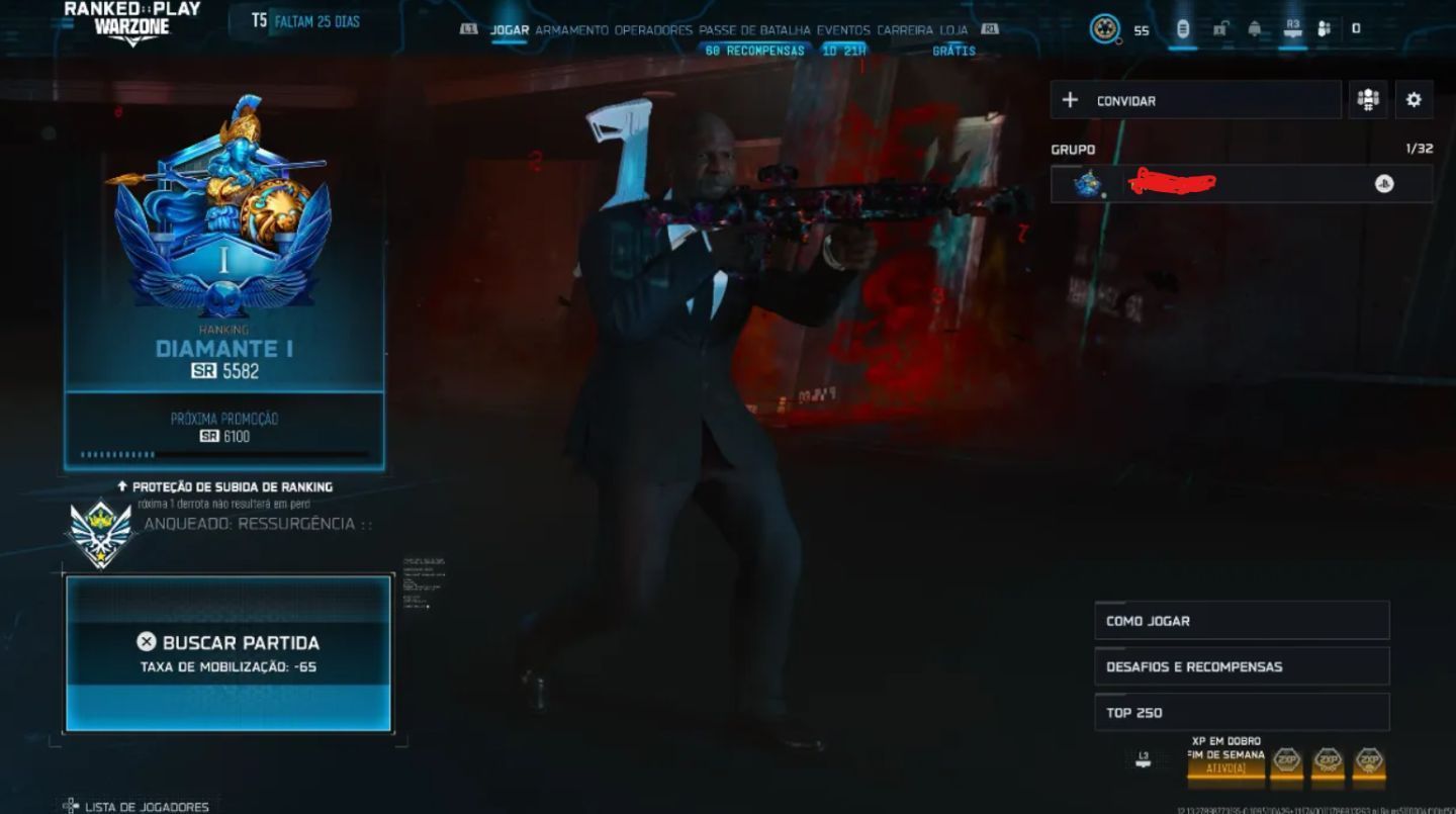 Conta warzone com Camuflagem Interestelar, Terry Crews, Rank Diamante S5