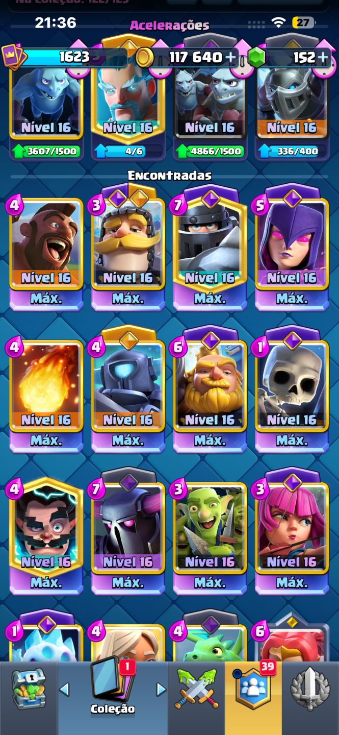 Conta clash royale 13750 troféus level 16