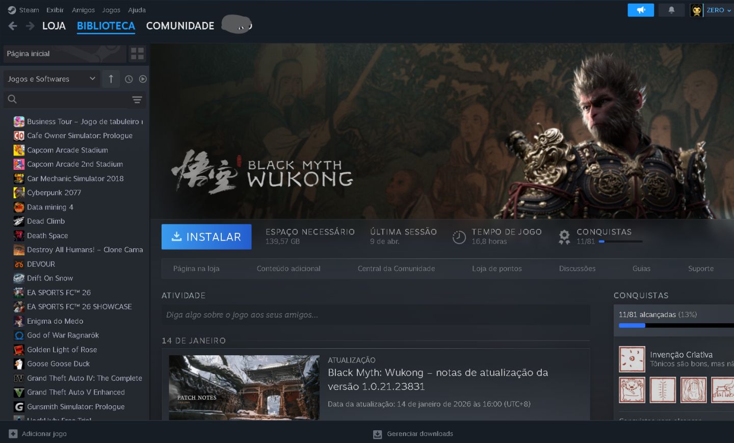 CONTA STEAM AAA | CYBERPUNK 2077 + WUKONG + GOD OF WAR + REQUÍEM + 007 + RDR2
