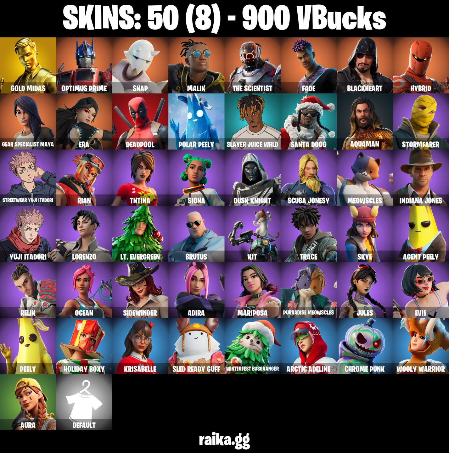 Conta Fortnite com Gold Midas | Optimus Prime | Snap | Malik e 50 Skins