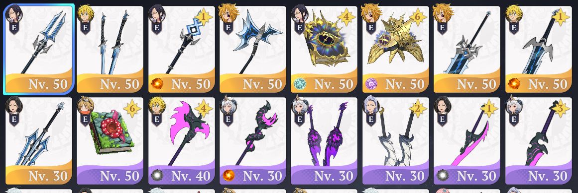 7DS ORIGIN | CONTA COM DERIERE P7 + MERLIN P5 + PERSONAGENS E RECURSOS