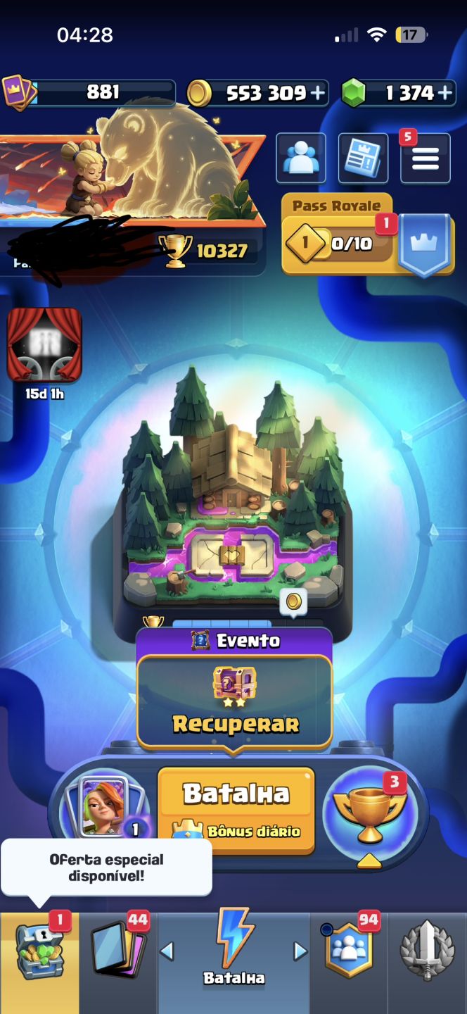 Clash Royale 10.327 Troféus | 1.374 Gemas | Cartas Nível 16