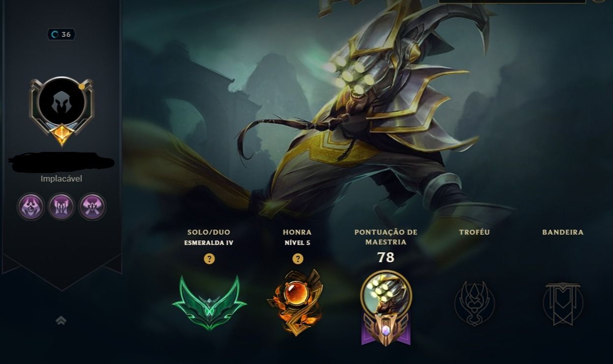 Conta lol ESMERALDA IV | LVL 36 | WR ALTO | 38 CAMPEÕES | 13K EA