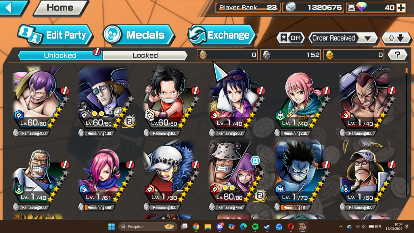 OPBR 10 Ex Akainu MAX, metade 80+ (kizaru, aokiji, G5branco, roger) e metade 60+