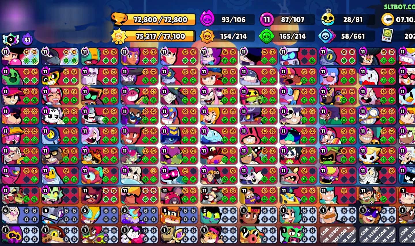 Conta de brawl star 72K troféus 107/107 brawlers 87 Level 11 baita oportunidade