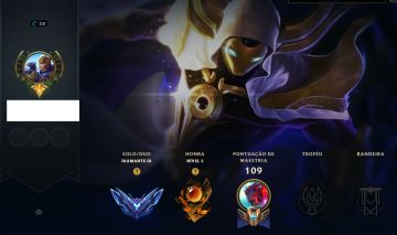 Conta diamante 3 mmr de mestre, honra 5 skin ultimate sona e kassadin rapinante
