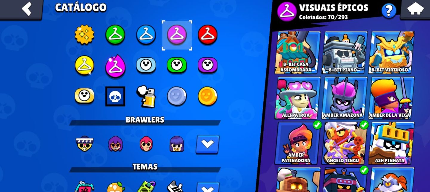 Conta brawl stars com muitas skins e todos os brawlers