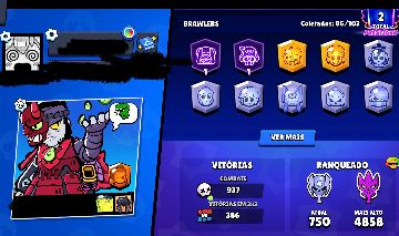 Acc Brawl stars 50+ skins raras e de collab, 18800 trophys, com skin rara Dustin