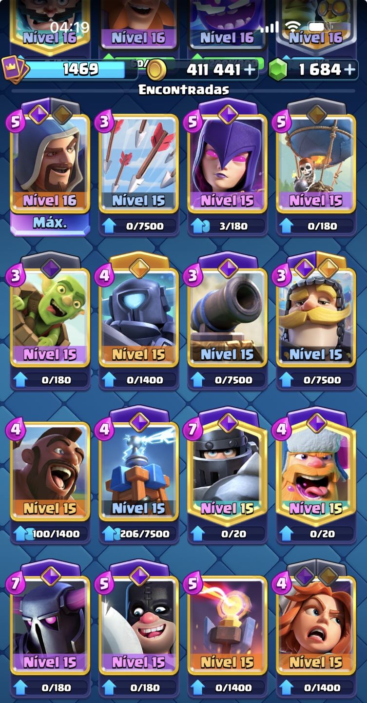 Clash Royale 10K+ Troféus | Torre do Rei 16 | 22 Cartas Nível 15 | 15 Evoluções