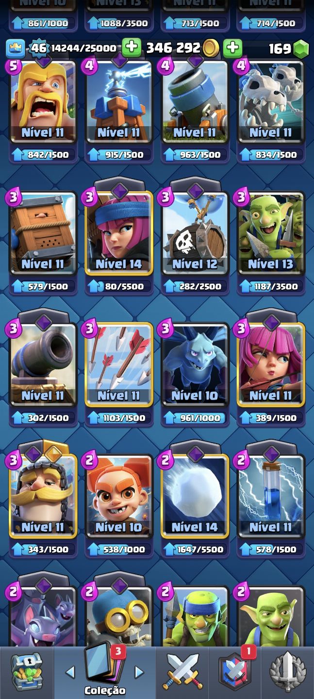 Conta clash royale 10k de troféus, diversas cartas upadas, level 46, 4 anos