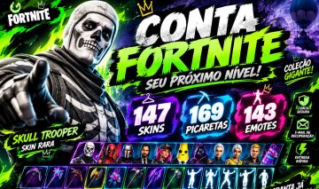 CONTA FORTNITE COM 147 SKINS + 169 PICARETAS + 143 EMOTES | COLEÇÃO GIGANTE!