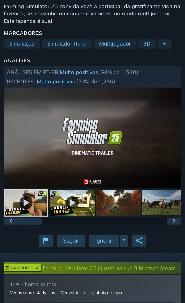 Conta Steam, com FS 25 e ETS2, e mais alguns jogos de valor baixo