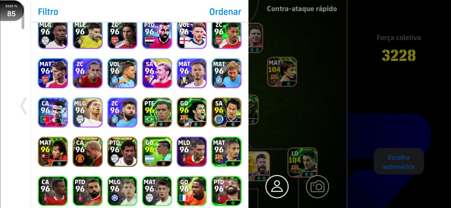 CONTA EFOOTBALL +3220 FORÇA, CONTA COLECIONADOR, VARIAS CARTAS ANTIGAS