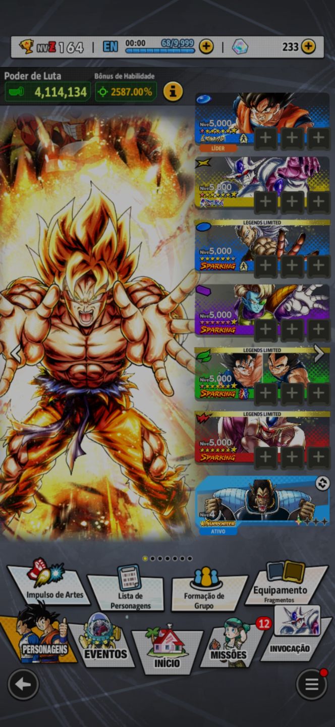 Conta com Goku Legend e Cooler Ultra 8 Estrelas com Andróide 13 LF 6 Estrelas
