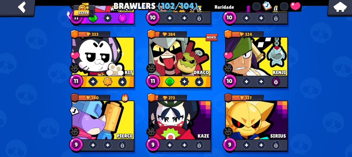 Conta de Brawl Stars 37,7k troféus 102 de 104 Brawlers conta bem desenvolvida.
