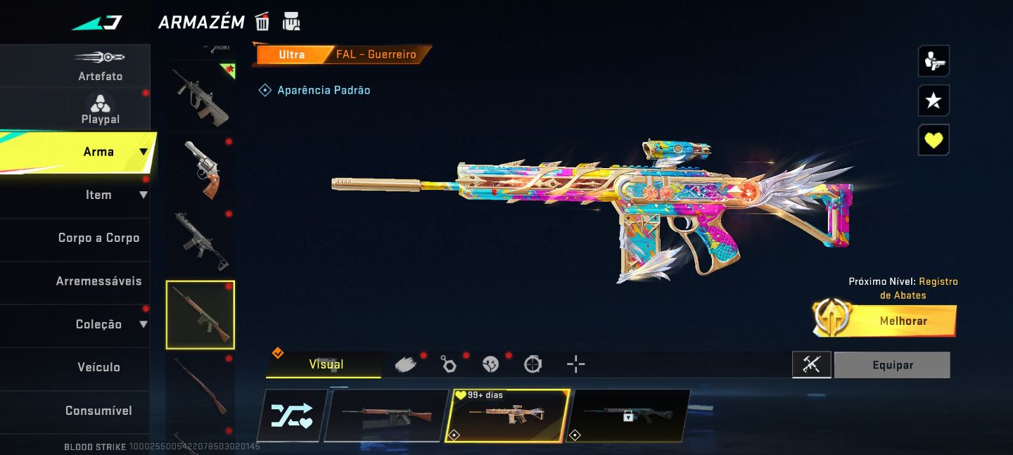 Conta de blood Striker rara como várias skins ultra um personagem eterno