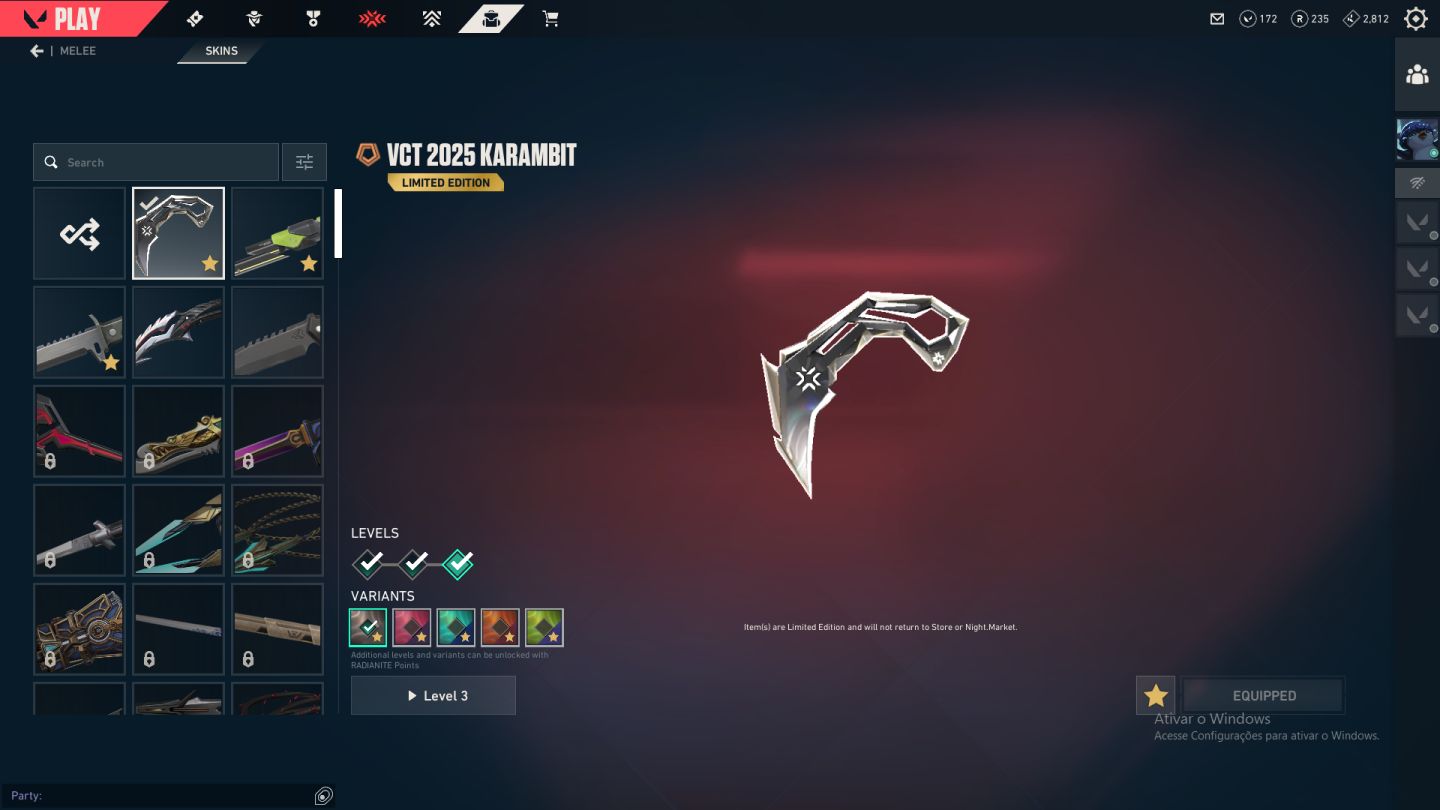 Conta Valorant Full Acesso | Lvl 155 | Vct 2025 Karambit