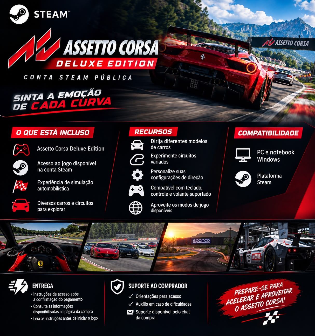 Assetto Corsa Deluxe Edition | Conta Steam Pública | Acesso ao Jogo