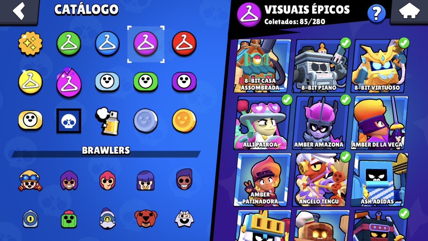 CONTA BRAWL STARS 58K (2019) 104 BRAWLERS, 13/14 LENDÁRIOS, 286 SKINS, 35 Hipers
