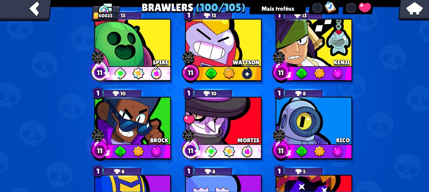 VER DESCRIÇÃO!!!Brawl Stars 60K | 100/105 Brawlers | Gemas e Skins Raras