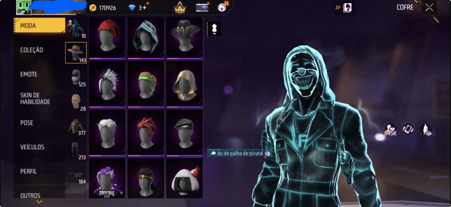 Conta Free Fire(Conta Rara,Completinha)