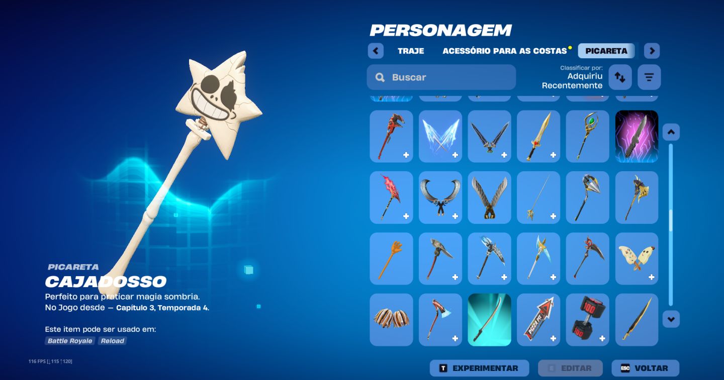Conta de Fortnite com várias skins desde do capítulo 1 temporada 5