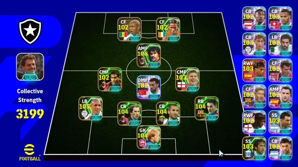 EFOOTBALL 3199 FC | GULLIT 106 | ROBERTO CARLOS 105 | BARESI 104 | CHIELLINI 104