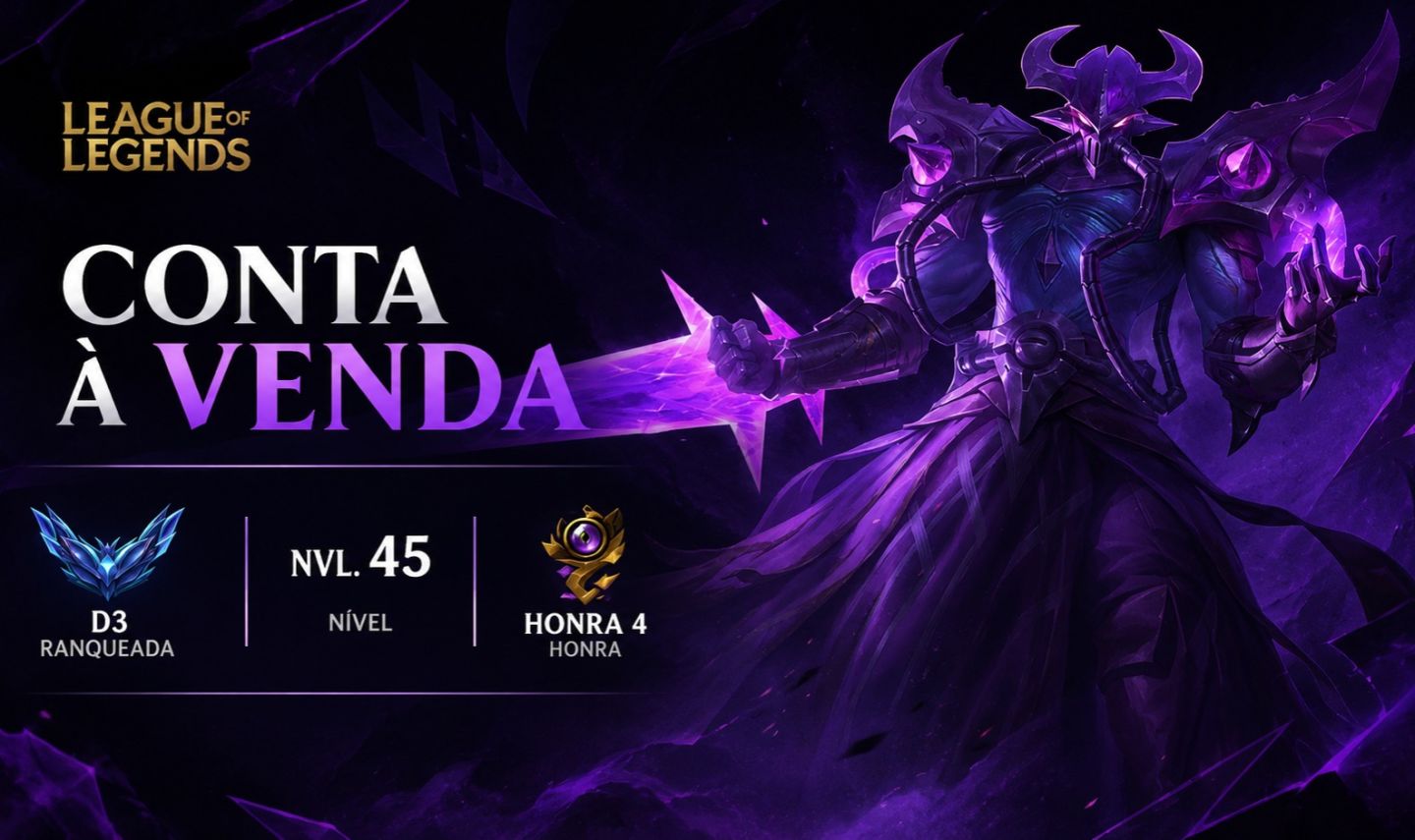 Conta LoL Diamante III (D3) | Honra 4 | Nível 45