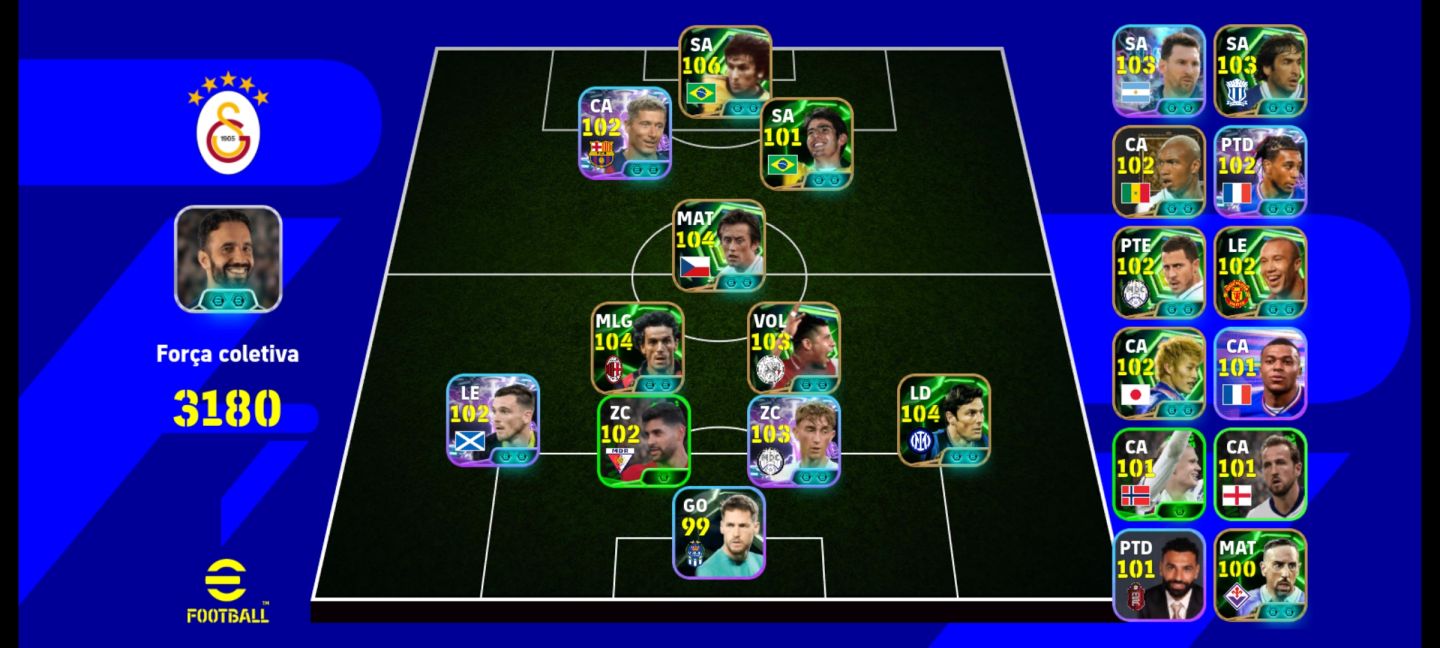Conta Efootball! 3180 de Força Coletiva + Craques 106/104/103
