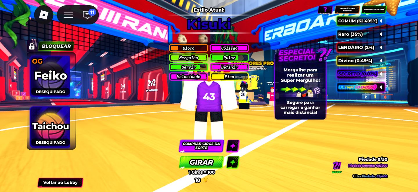 Conta Volleyball Legends Roblox