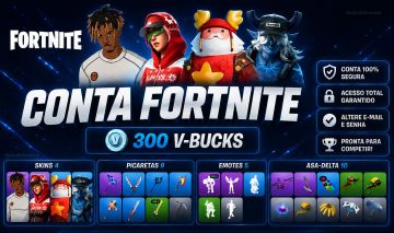 CONTA FORTNITE | 4 SKINS + 9 PICARETAS + 10 ASAS-DELTAS + 5 EMOTES + 300 V-BUCKS