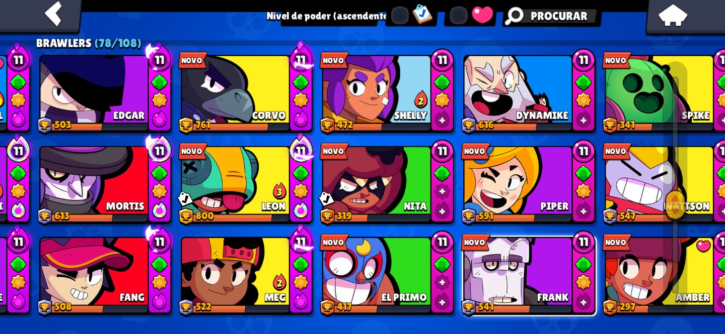 Conta de Brawl Stars com muitas skins