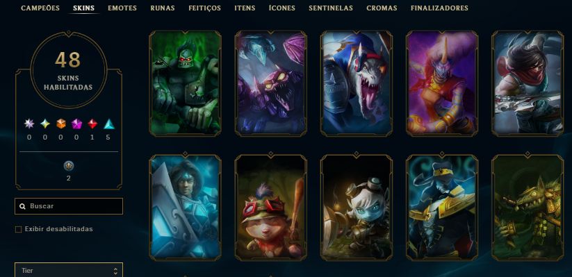 CONTA ESMERALDA 4 / +30 - 10 PDL / 9 SKINS / KAISA KDA / PROJETO SENNA / 14K EA