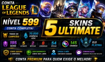 CONTA LEAGUE OF LEGENDS NÍVEL 599 5 Skin Ultimate