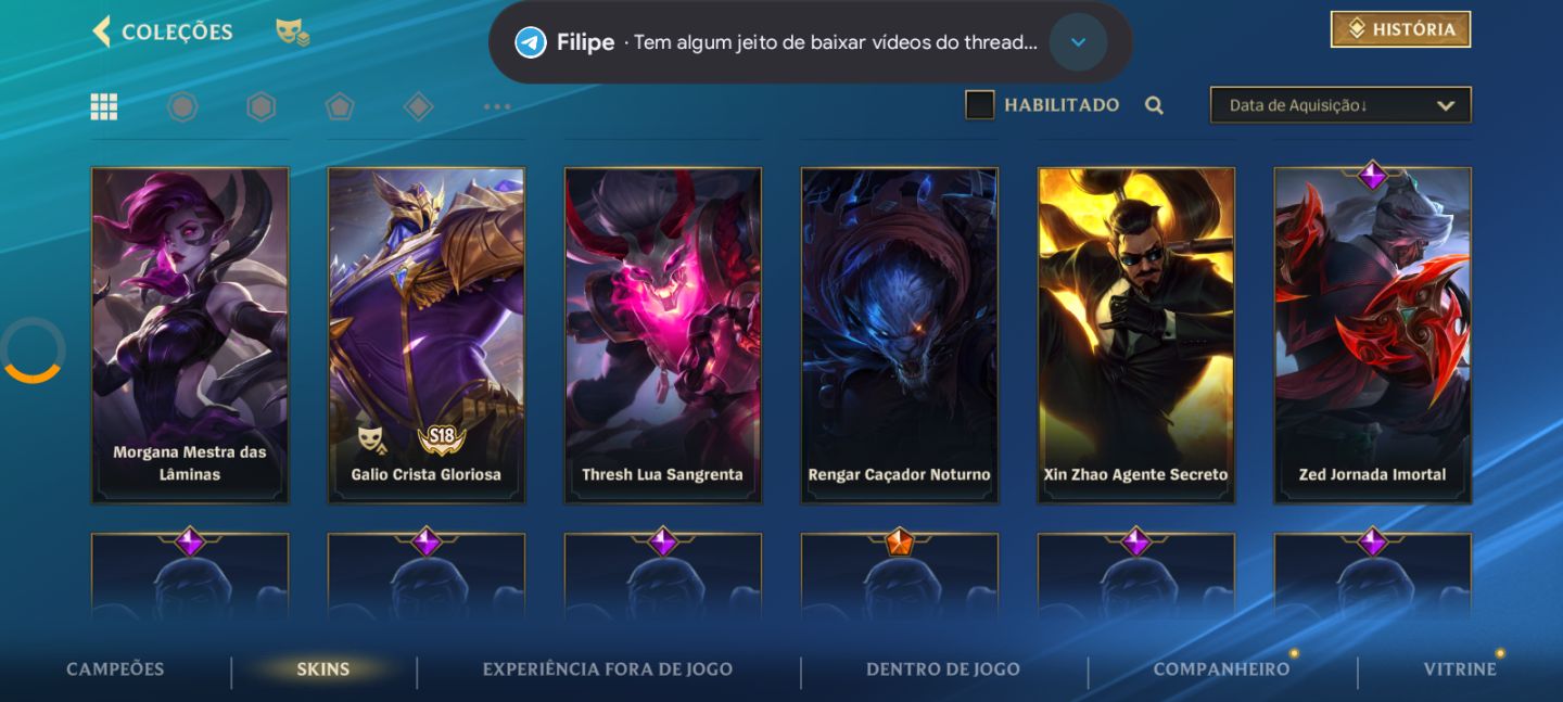 Conta tunada do wild rift Beta, criada por mim