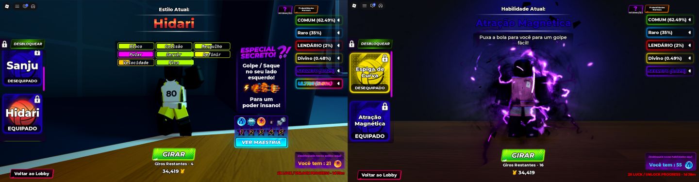 CONTAS VOLLEYBALL LEGENDS | HIDARI + SANJU + PUXO MAGNÉTICO | 100% SEGURA
